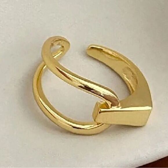 The Abstract Ring in 925 silver plated with yellow 14k gold - Picture 1 of 6